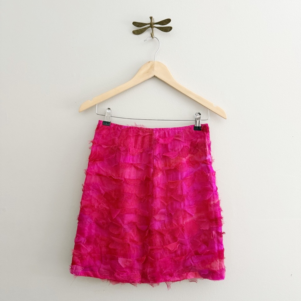 Moka Zalia Ribau Silk Fuchsia & Red Taffeta Mini Skirt Womens XS
